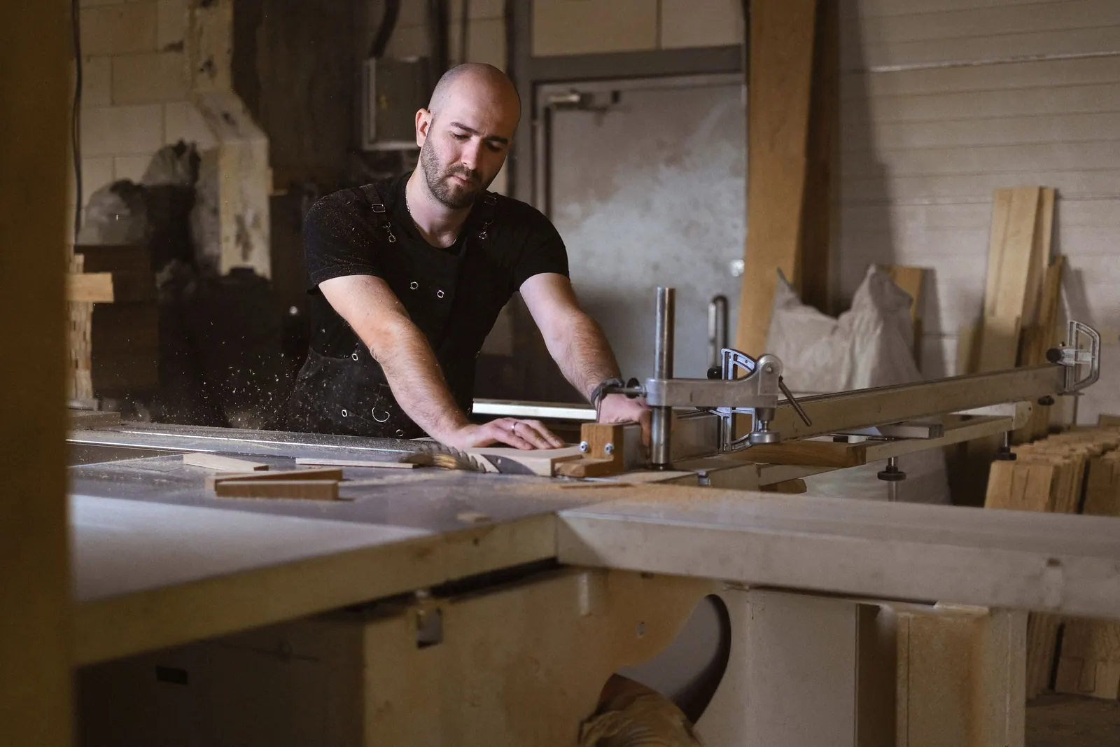 Joinery work at a workshop bench